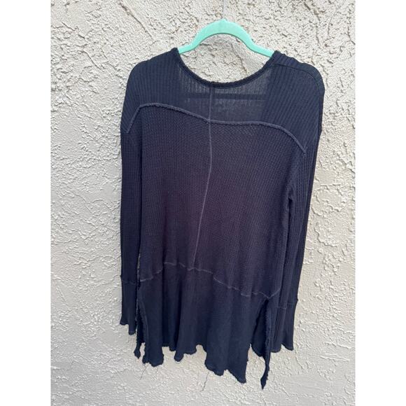 Free People Long Sleeve Raw Hem Black Tunic, S - Picture 6 of 16